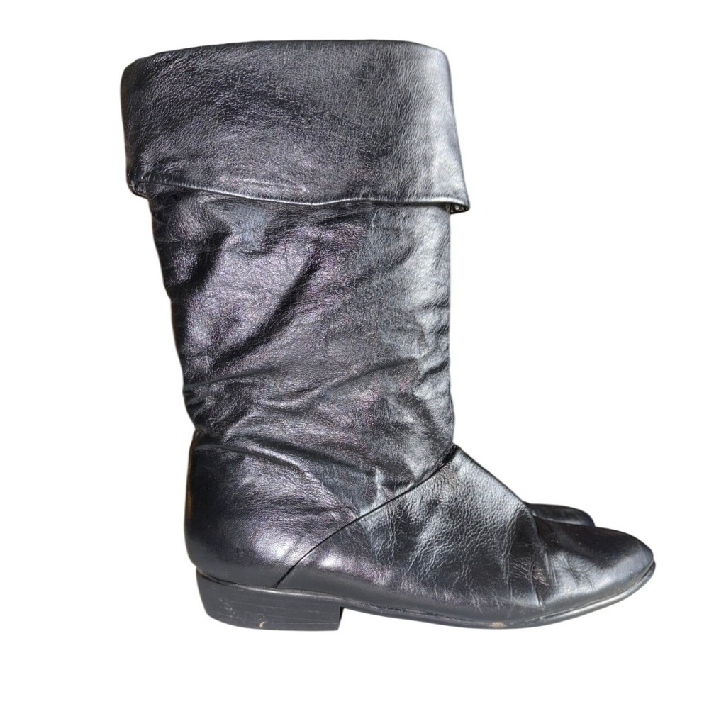 Maine Woods Galaxy Black Faux Leather Slouch Fold Over Cuff Boots Womens Size 8M
